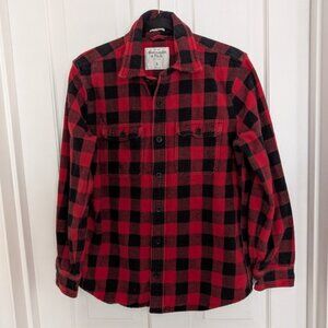 Abercrombie & Fitch Mens Flannel Muscle Shirt Shacket SMALL Plaid Chores Outdoor